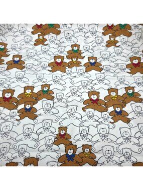 Vintage Princess Fabrics Teddy Bears in Bow Ties Print Cotton Fabric OOP 1 Yard